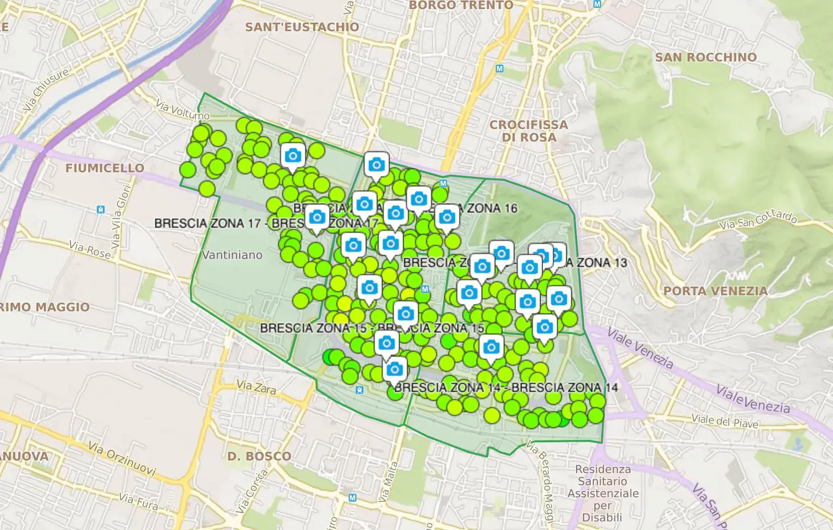 Mappa GPS geolocalizzazione distribuzione volantini – Brescia